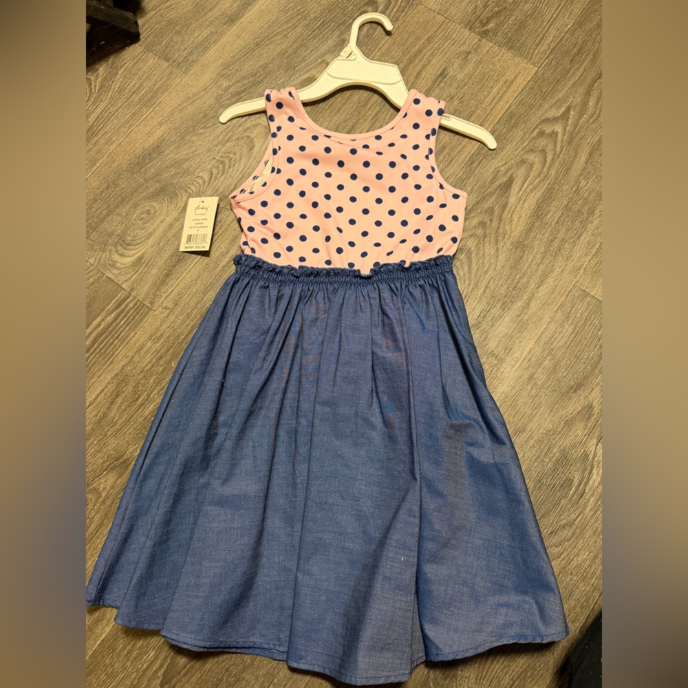 Pinky Polka Dot Pink and Navy Kids Dress - Picture 3 of 3